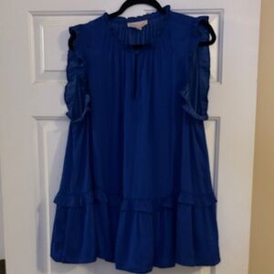 Philosophy Women's Royal Blue Ruffled Sleeveless Top